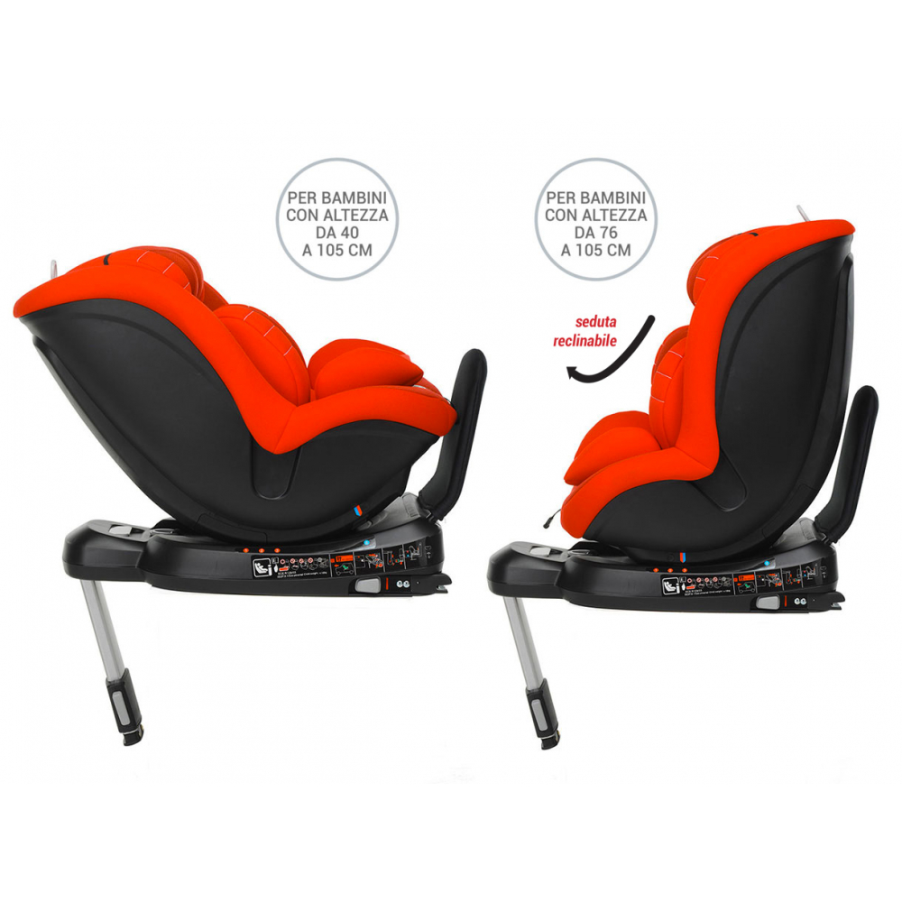 Omologato secondo la normativa i-Size per bambini da 40 a 105 cm di altezza
